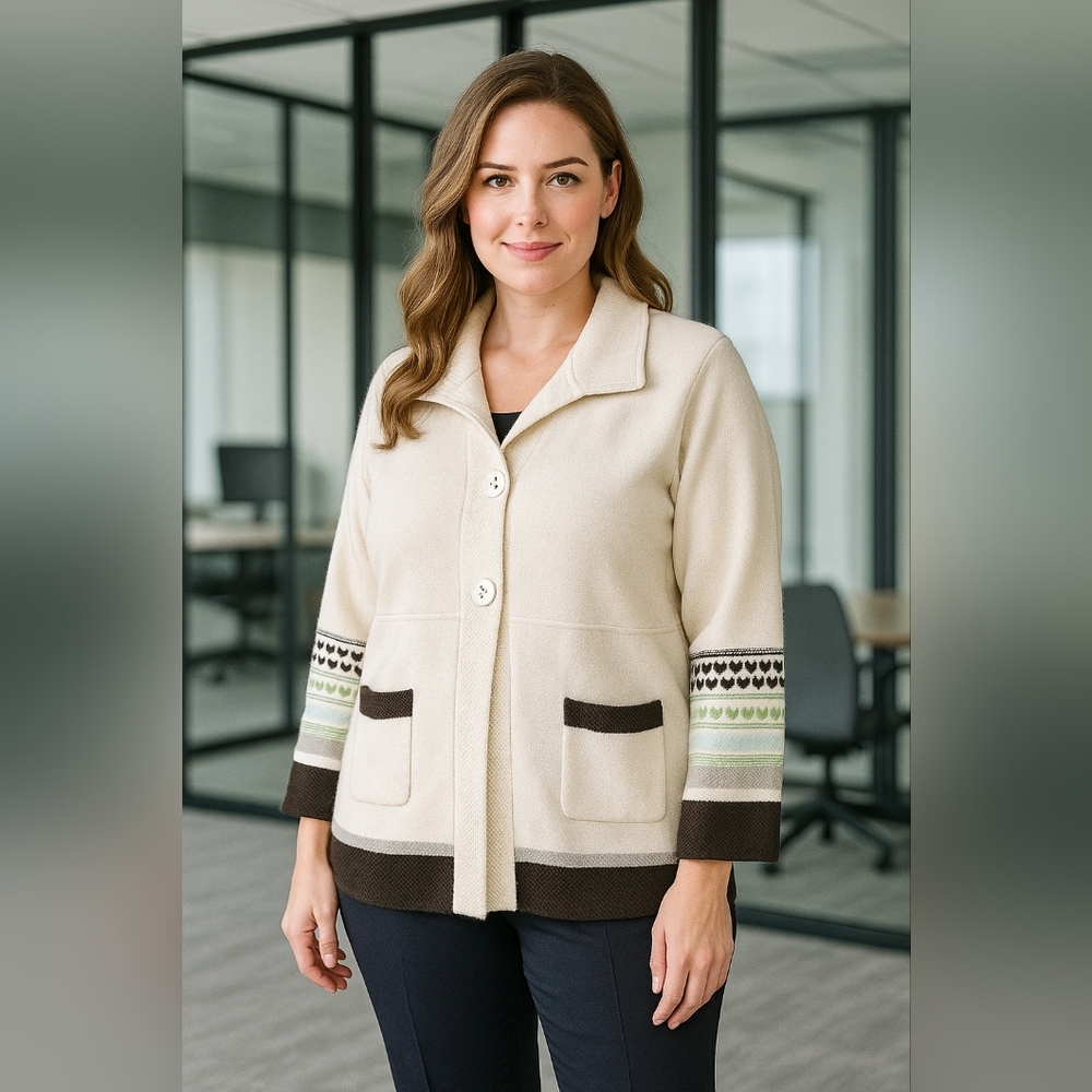 Columbia Aura Dora 3/4 Sleeve. Cream Button-Up Women's Cardigan Sweater. NWT. M.